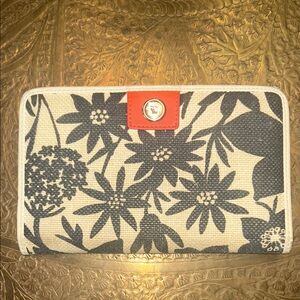 Spartina 449 Floral Canvas Wallet Card Holder Bi fold Large